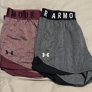Under Armour Maroon and Gray Shorts Duo